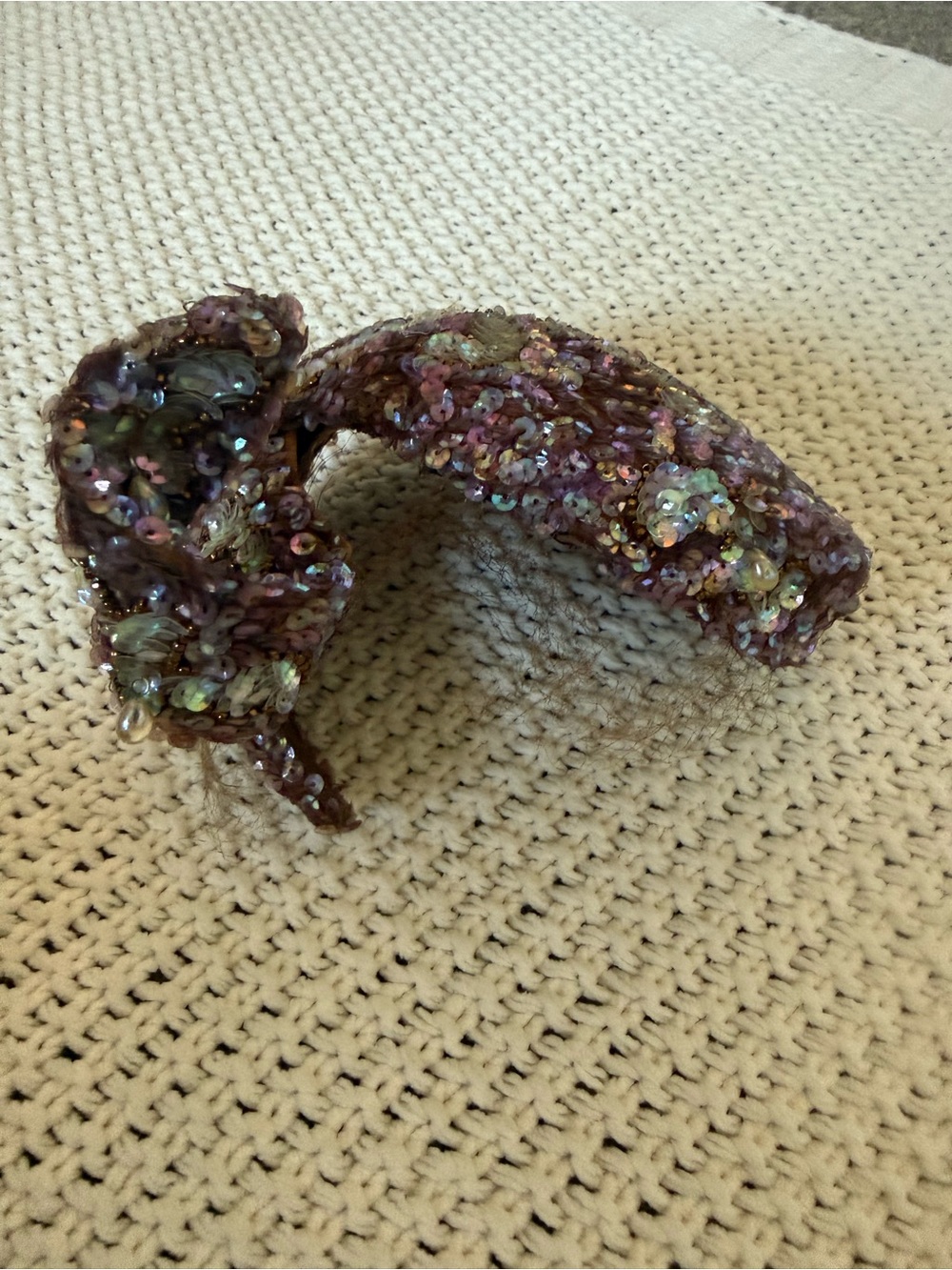 Vintage 1950s PatriceModel Sequin Cocktail Hat Veil Purple Iridescent Fascinator